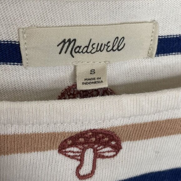 Madewell Embroidered Organic Cotton Mushroom Striped Top, S - Picture 7 of 11